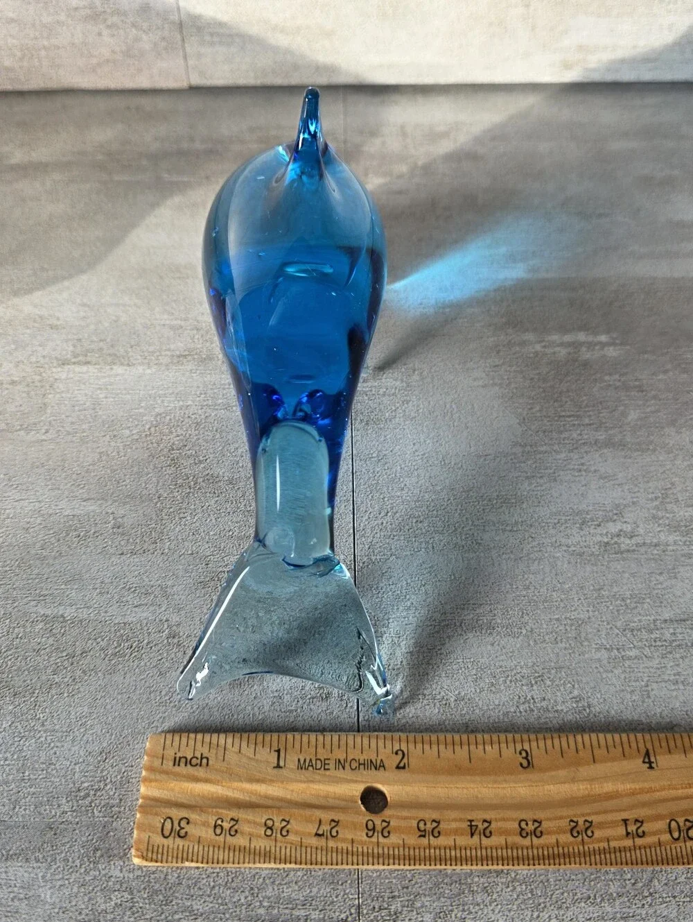 Blue Art Glass Dolphin Figurine - Decorative Home Accent